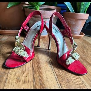 JLo Red & Gold Heels Size 7.5